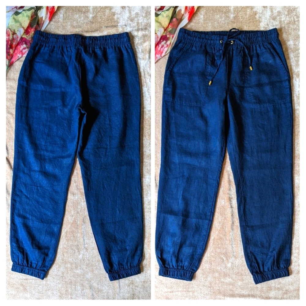 Linen Jogger Pants in blue - Size S